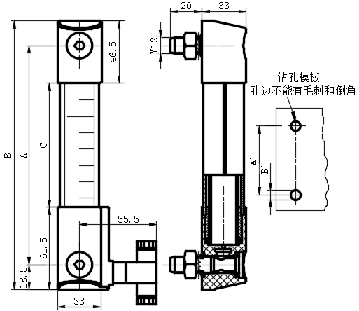 带刻度反差屏PA-T柱式液位指示器...