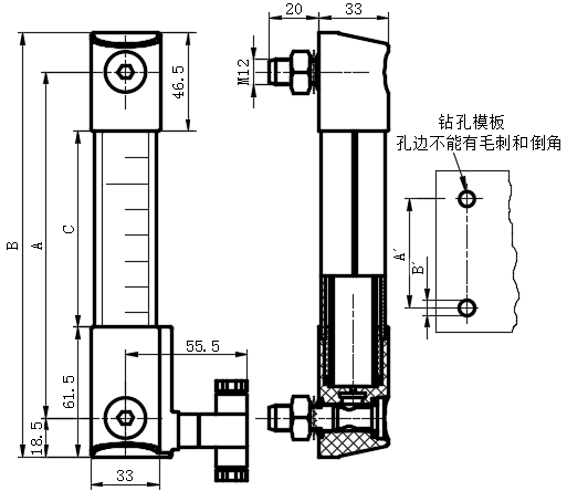 带刻度反差屏PA-T柱式液位指示器