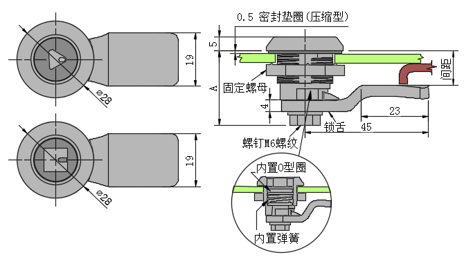 标准转舌式门锁...