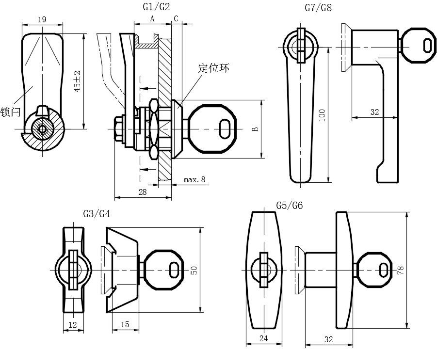 不锈钢卫生转舌式门锁01型...