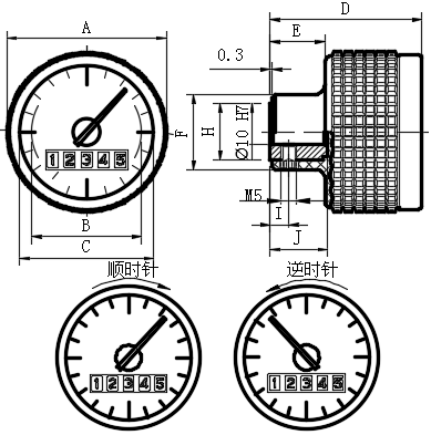 旋钮型数字模拟重力位置指示器