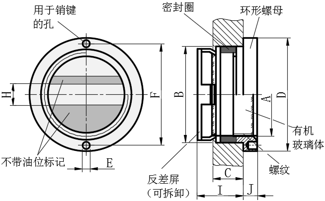 耐80℃铝制有机玻璃油位观察镜