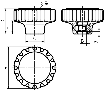 304不锈钢内螺纹滚花旋钮