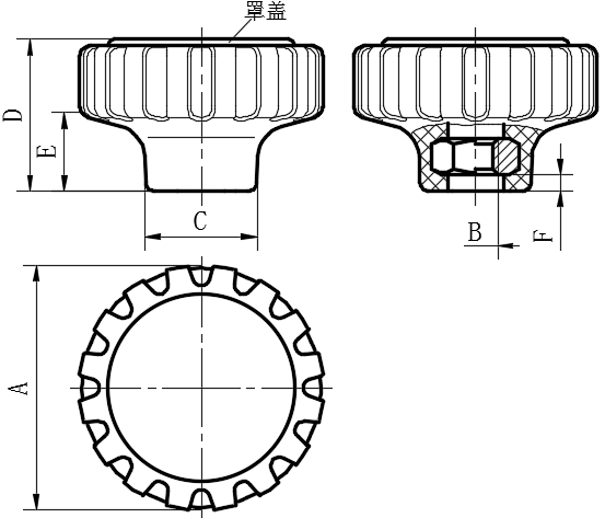 钢镀锌内螺纹滚花旋钮