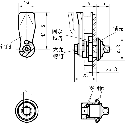 不锈钢卫生转舌式门锁04型...