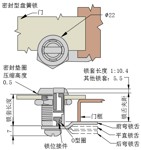 可拆卸锁芯转舌式门锁 01型...