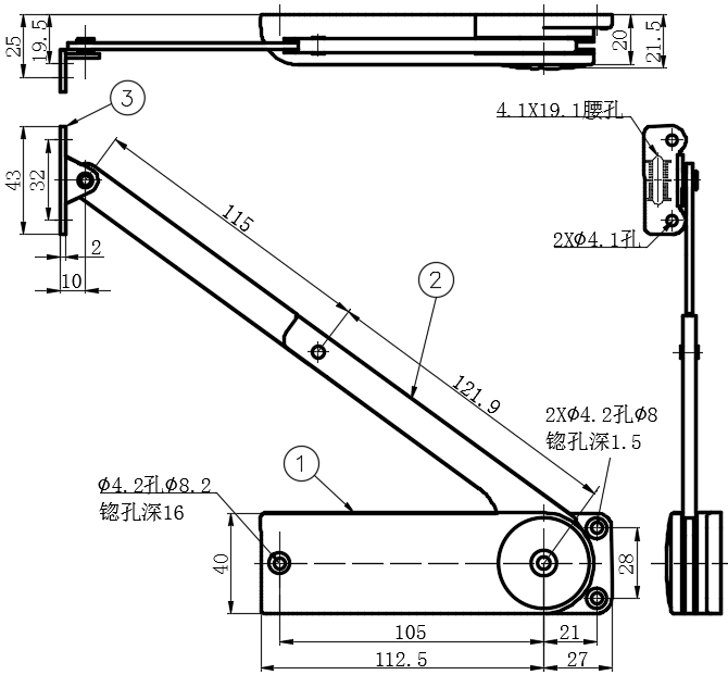 顶开门用阻尼支撑02型