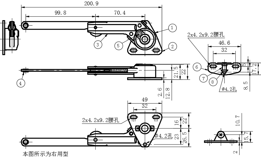 上开门用阻尼支撑