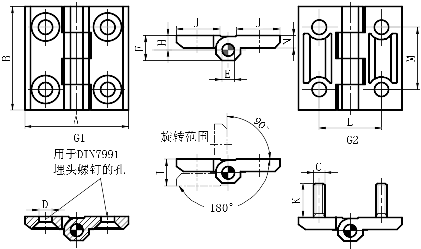 压铸锌/不锈钢/铝制铰链