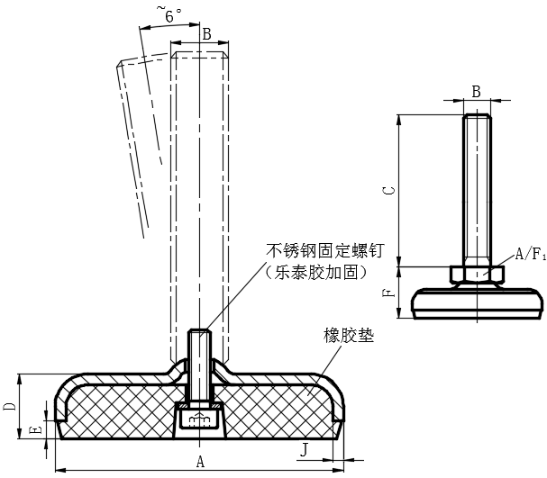 不锈钢带橡胶垫水平调整脚01型...