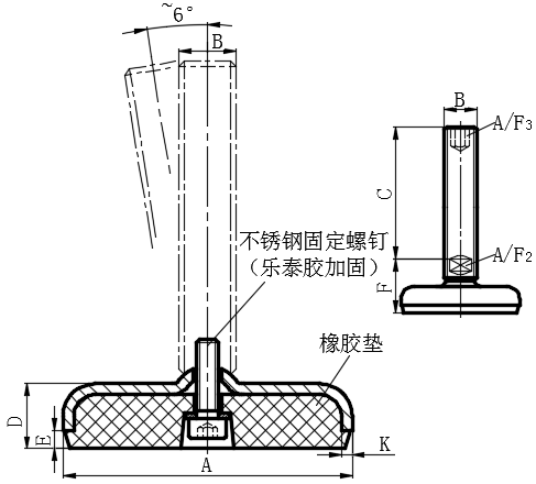 不锈钢带橡胶垫水平调整脚03型...