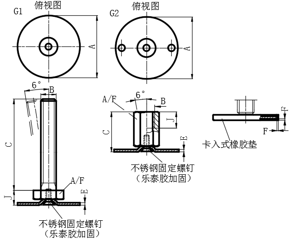 镀锌钢不带固定凸耳水平调整脚...