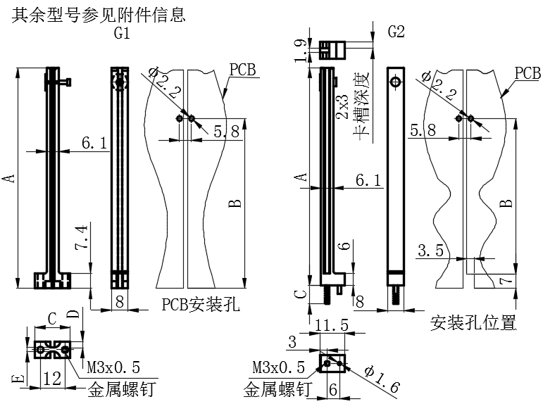 垂直安装电路板导轨