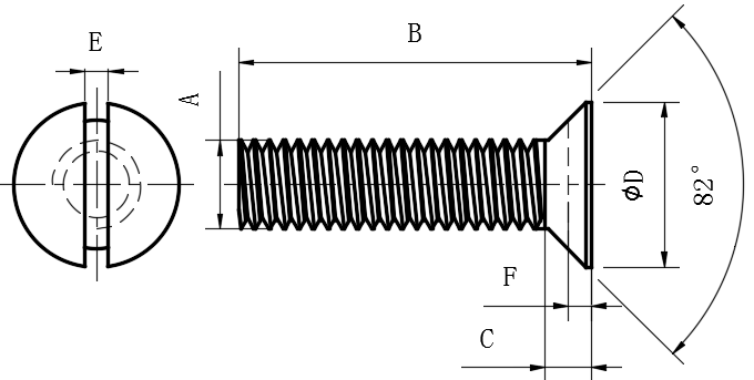 英制开槽沉头螺钉82°