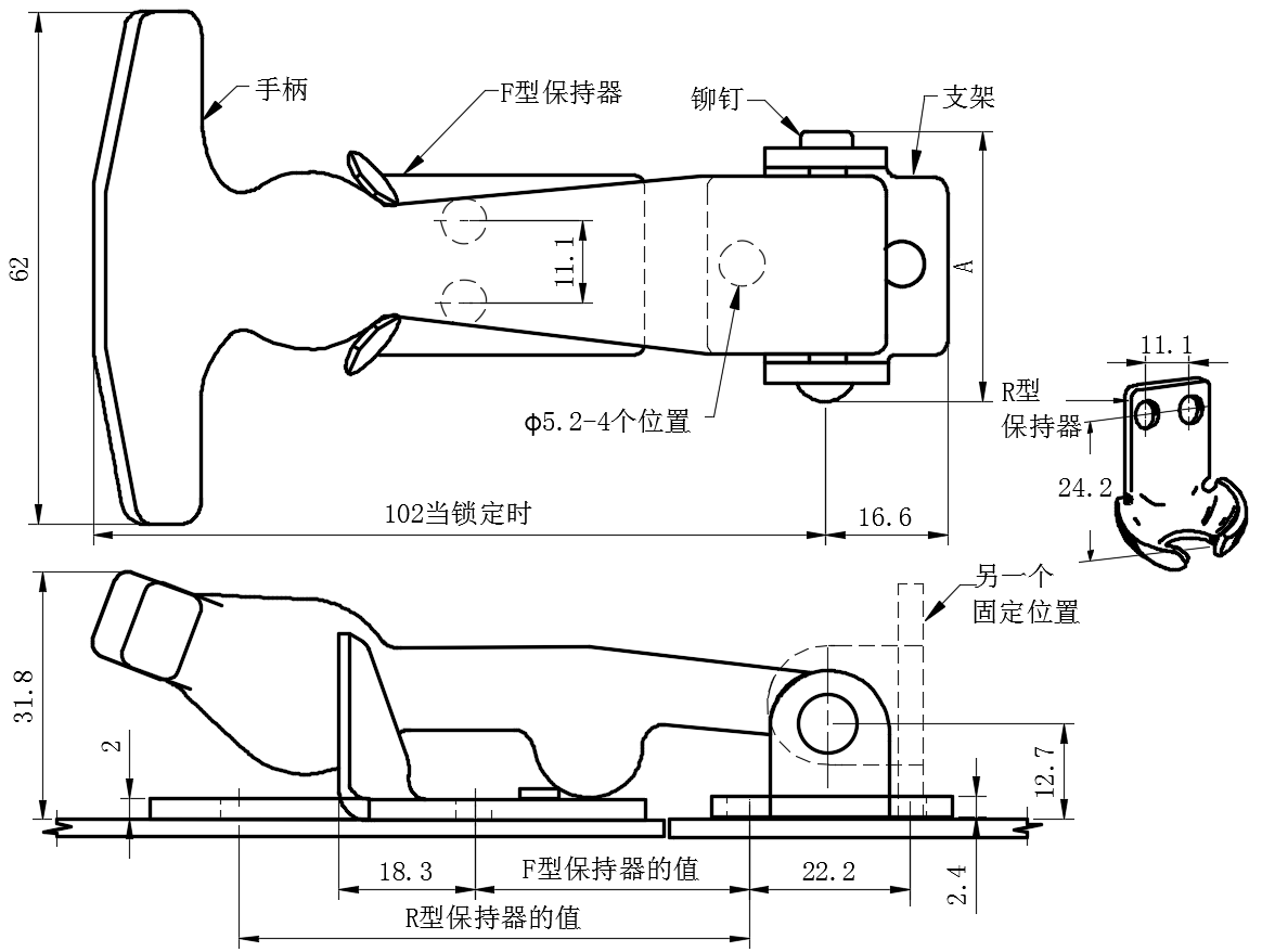 灵活T型手柄拉动门锁02型...