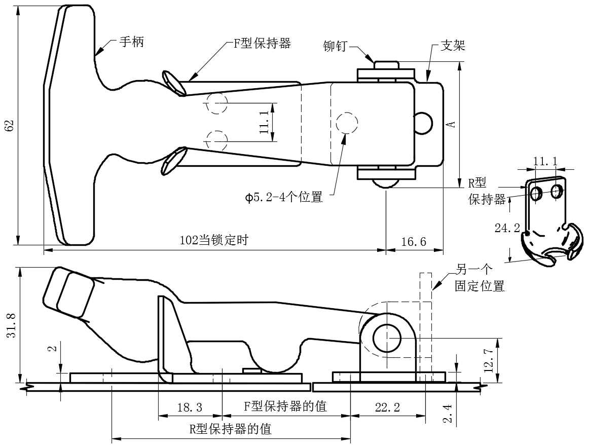 灵活T型手柄拉动门锁02型