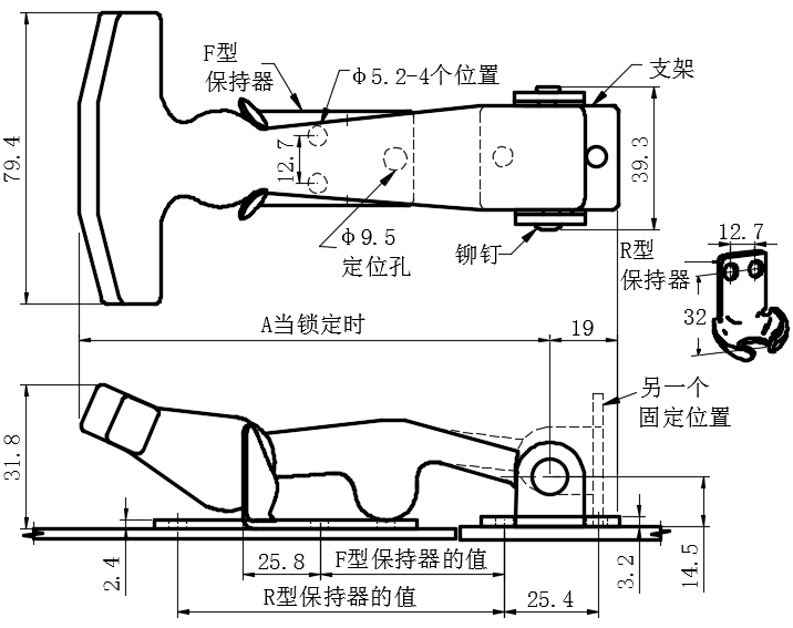 灵活T型手柄拉动门锁03型