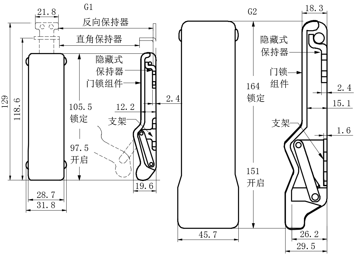灵活低平拉动式门锁...