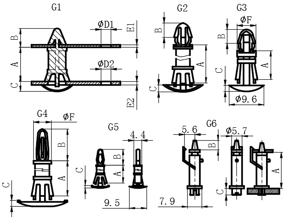 反扣型电路板隔离柱G1-G6