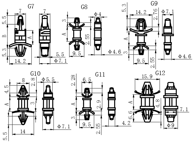 锁定推入式隔离柱G7-G12