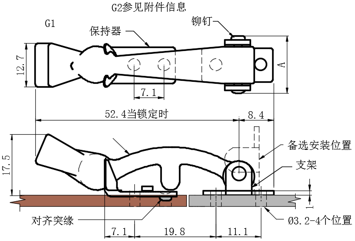 灵活拉手拉动式门锁...