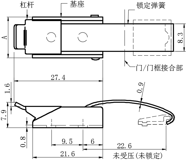 上偏心拉动式门锁02型