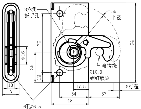 隐藏拉动式门锁02型