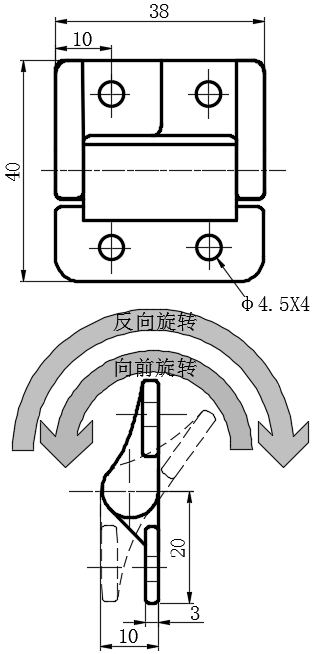 铝合金黑色不对称恒定扭矩铰链03型