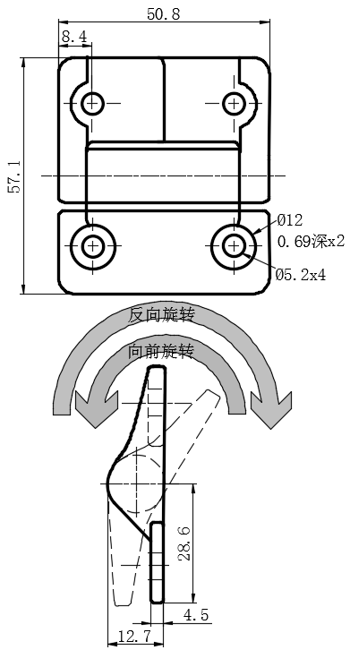 锌合金黑色对称恒定扭矩铰链02型