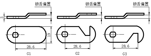 PT空心钥匙转舌式门锁锁舌