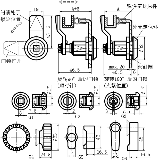 不锈钢IP65压缩式门锁