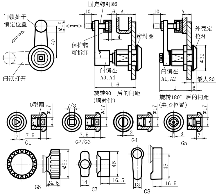 钢镀锌IP65压缩式门锁02型...