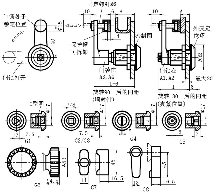 钢镀锌IP65压缩式门锁02型