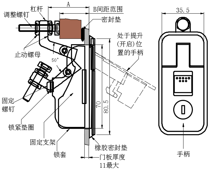 杠杆压缩式门锁03型