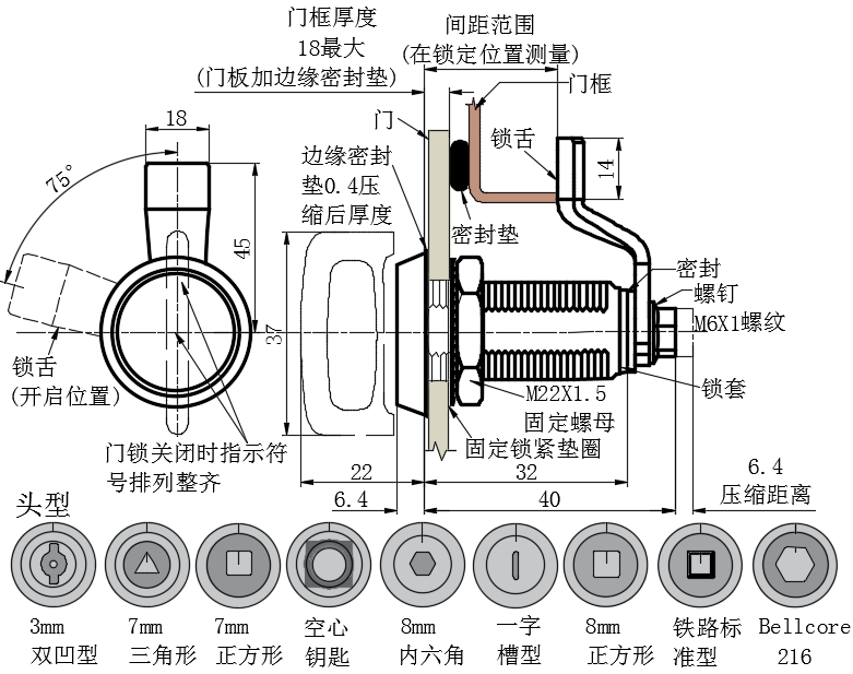 虎钳压缩式门锁02型