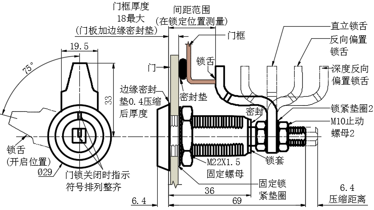 虎钳压缩式门锁07型