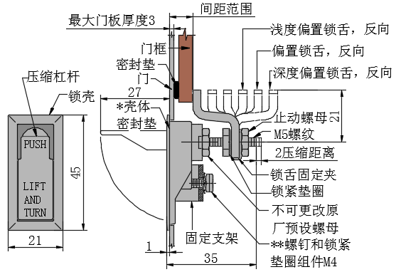 提转埋入压缩式门锁01型...