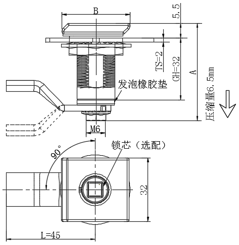 方形锁头压缩式门锁02型...