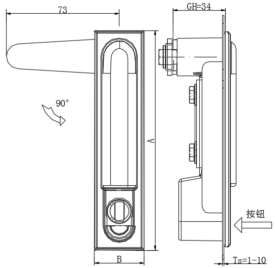 带按钮型摇把锁02型