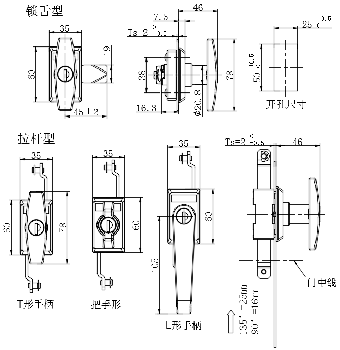 连杆式摇把锁21型