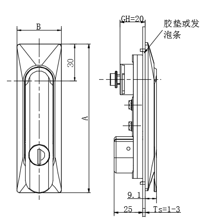 平面型转动把手锁04型