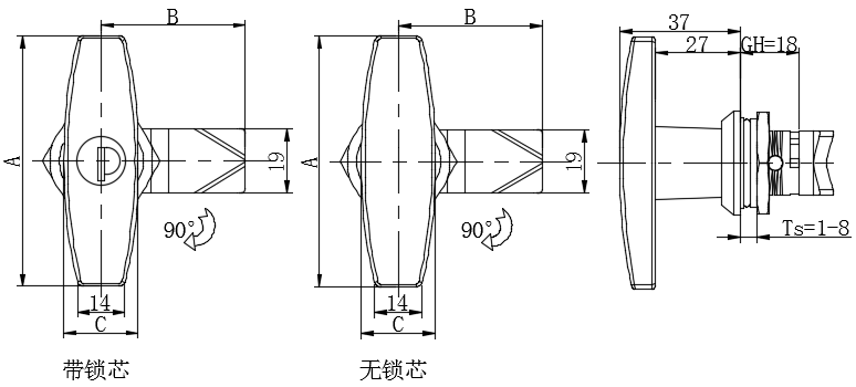 T型拉手锁01型