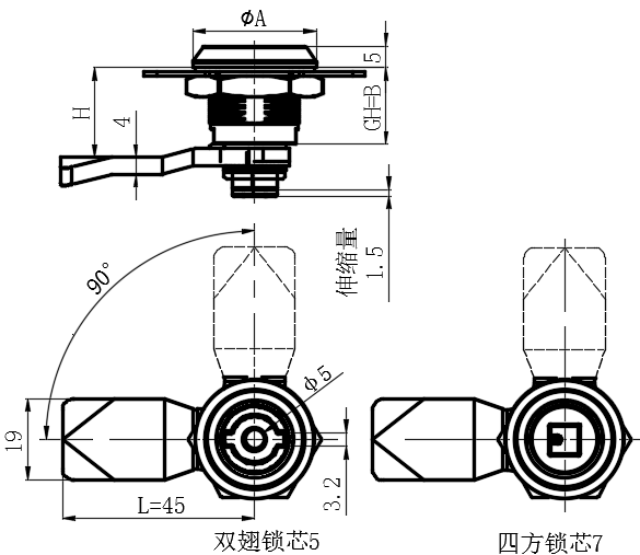 直角转舌锁14型