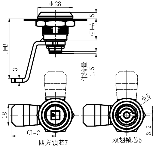 直角转舌锁15型