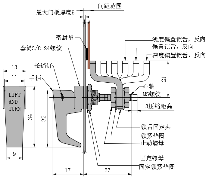 提转埋入压缩式门锁04型...