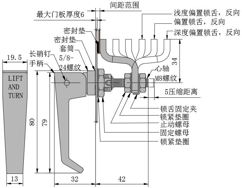 提转埋入压缩式门锁06型...