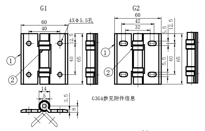 铝合金带衬套铰链