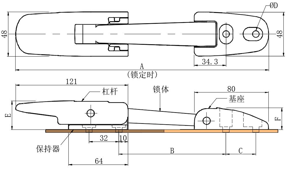 灵活杠杆助力拉动式门锁...