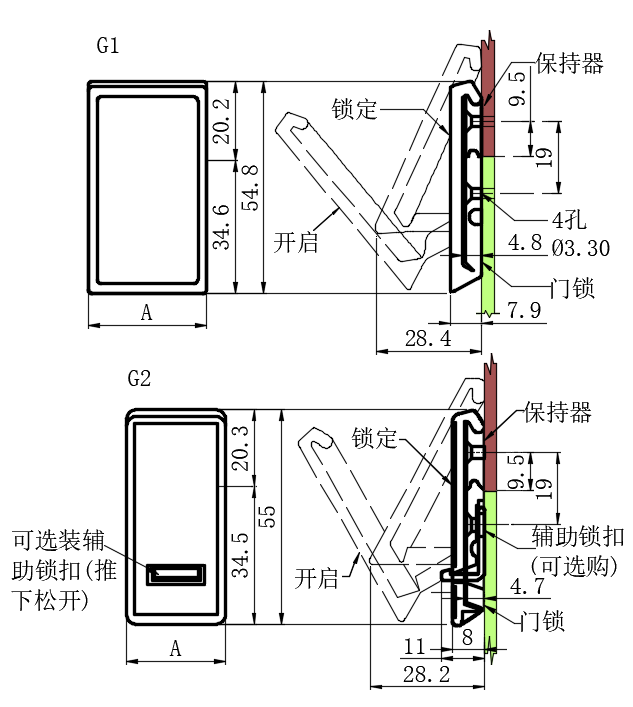 上偏心拉动式门锁06型...