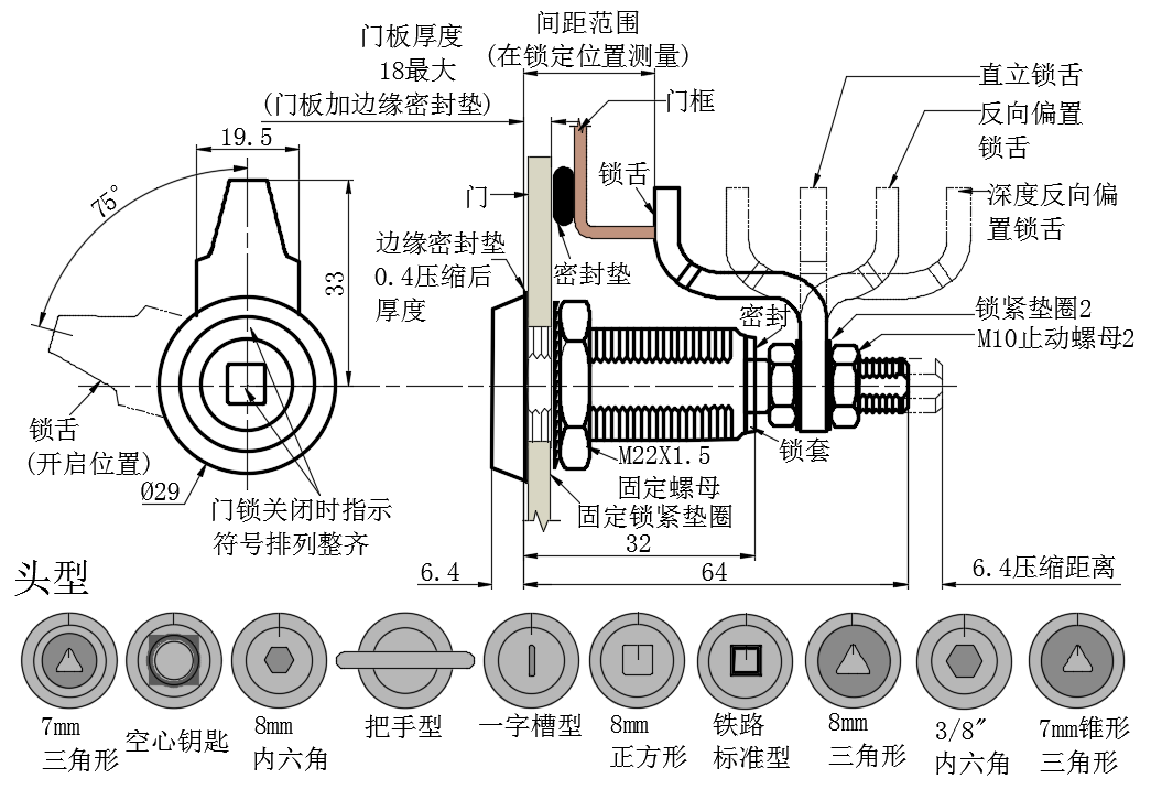 虎钳压缩式门锁01型